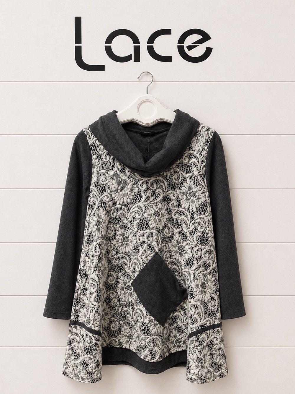 Lace gray and white tunic size M/L ⚠️
